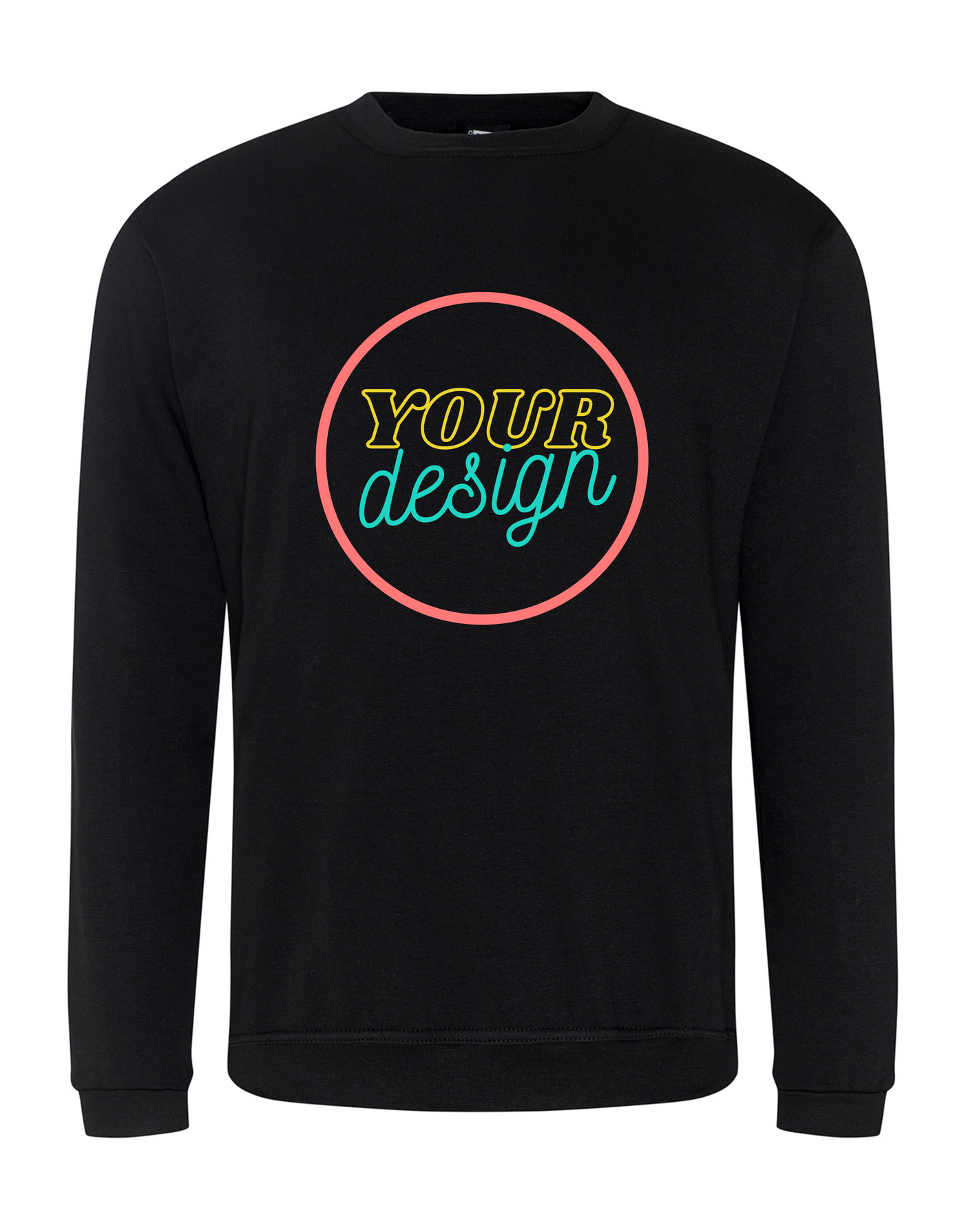 ***PLEASE READ DESCRIPTION Design-Your-Own Full Colour Transfer Black Longline Sweatshirt