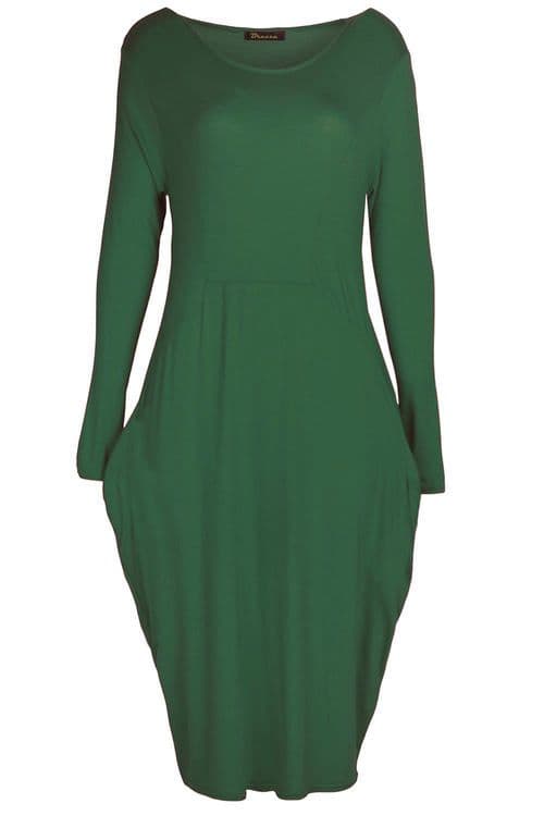 Green Pocket Slouch Midi Dress