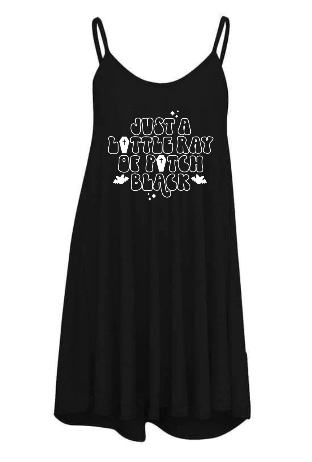 Black "Ray Of Pitch Black" Printed Longline Camisole