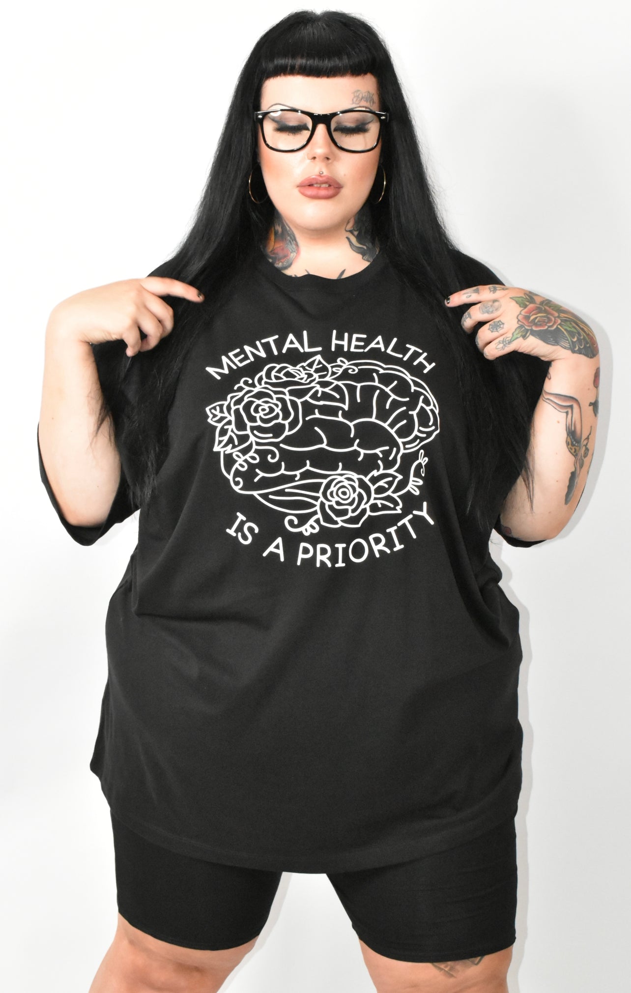 Black "Mental Health Is  A Priority" Unisex Slogan T-Shirt