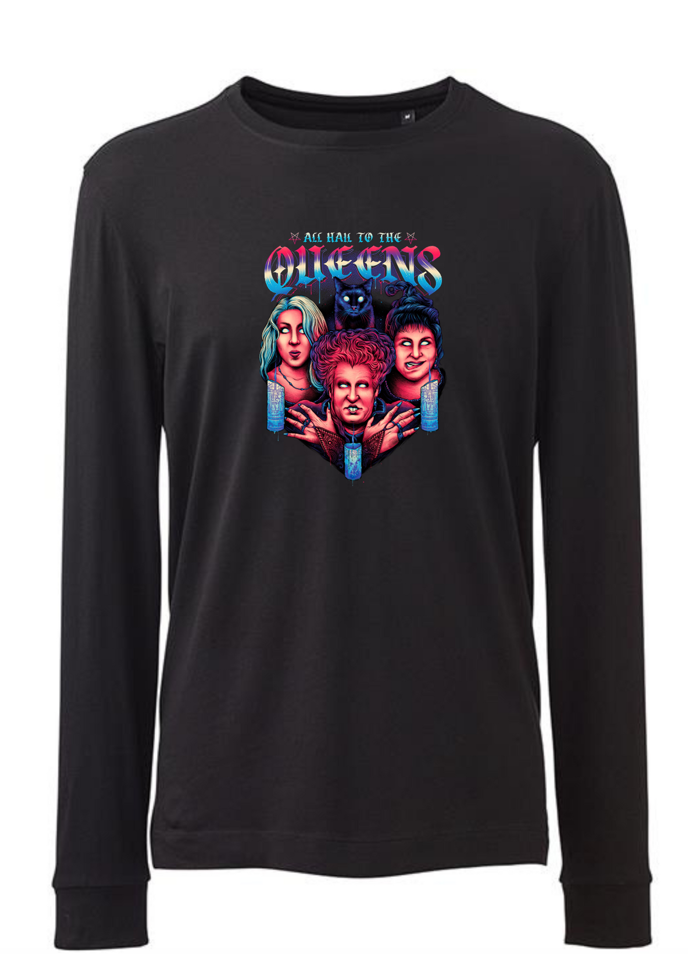 Black Long Sleeved "All Hail The Queens" Unisex Slogan T-Shirt