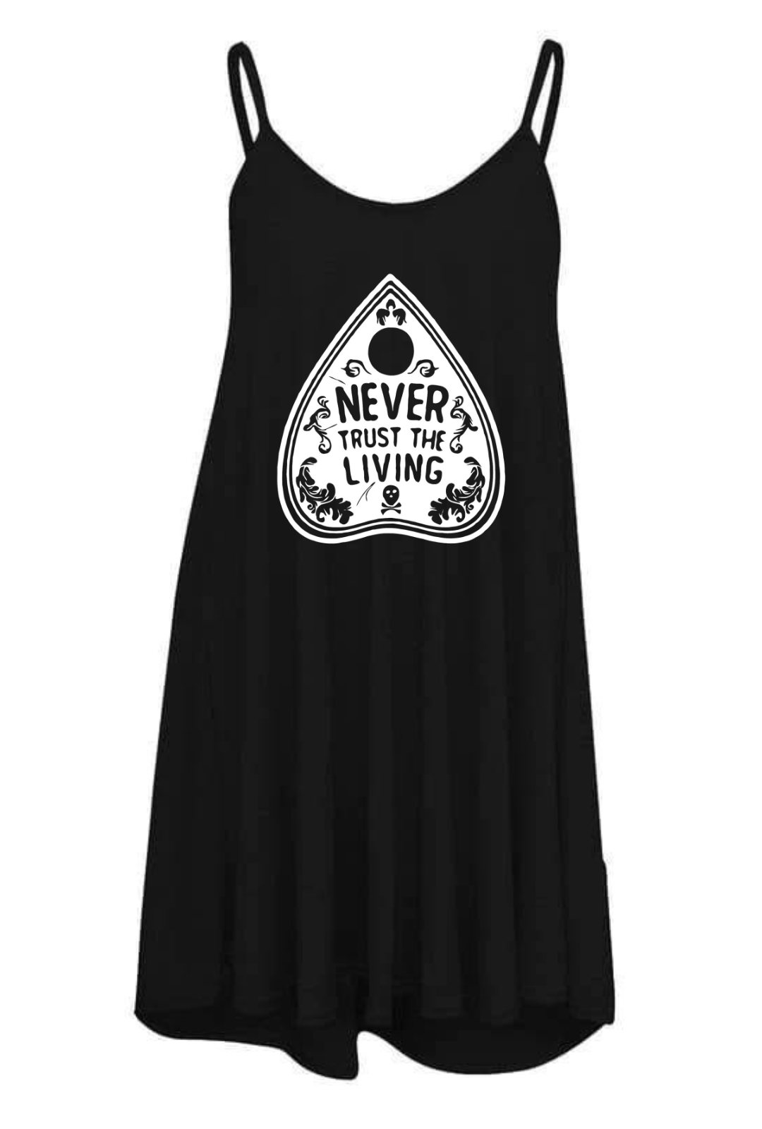 Black "Never Trust The Living" Printed Longline Camisole