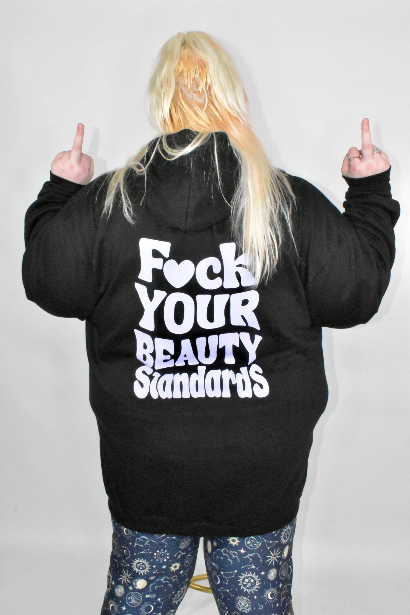 Black "Fuck Your Beauty Standards" Longline Unisex Hoodie