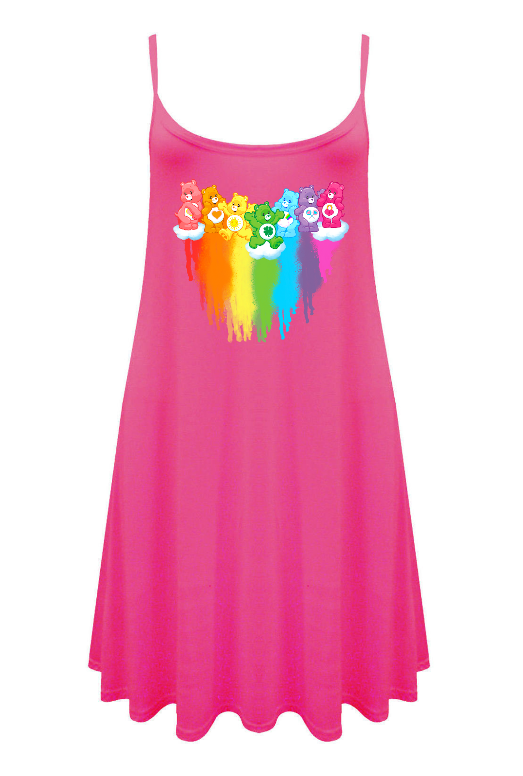 Hot Pink Rainbow Bears Printed Longline Camisole