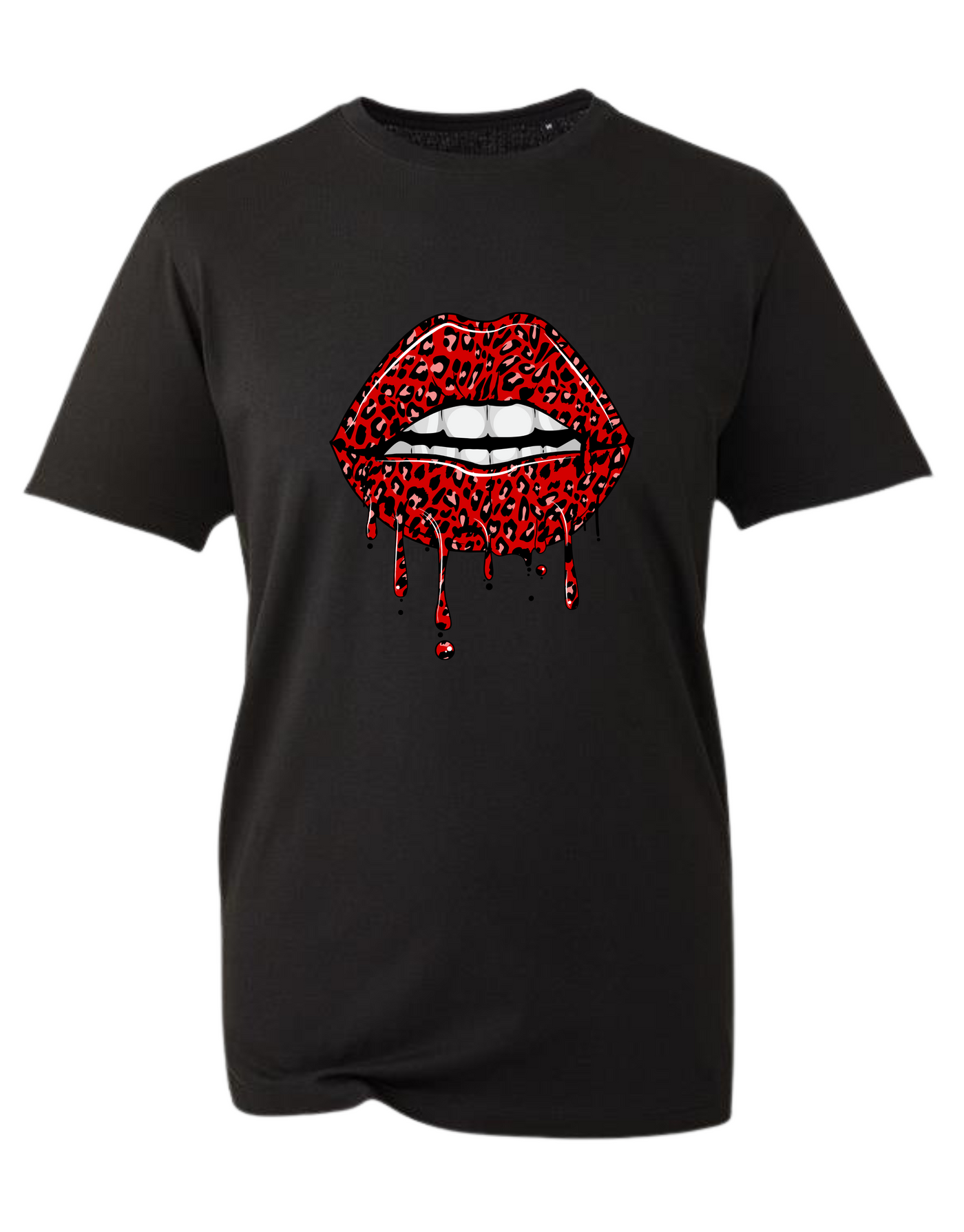 Black Leopard Drip Lip Unisex Organic T-Shirt