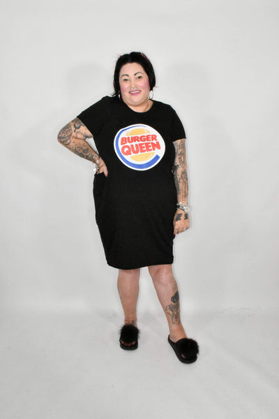 Black "Burger Queen" T-shirt Dress