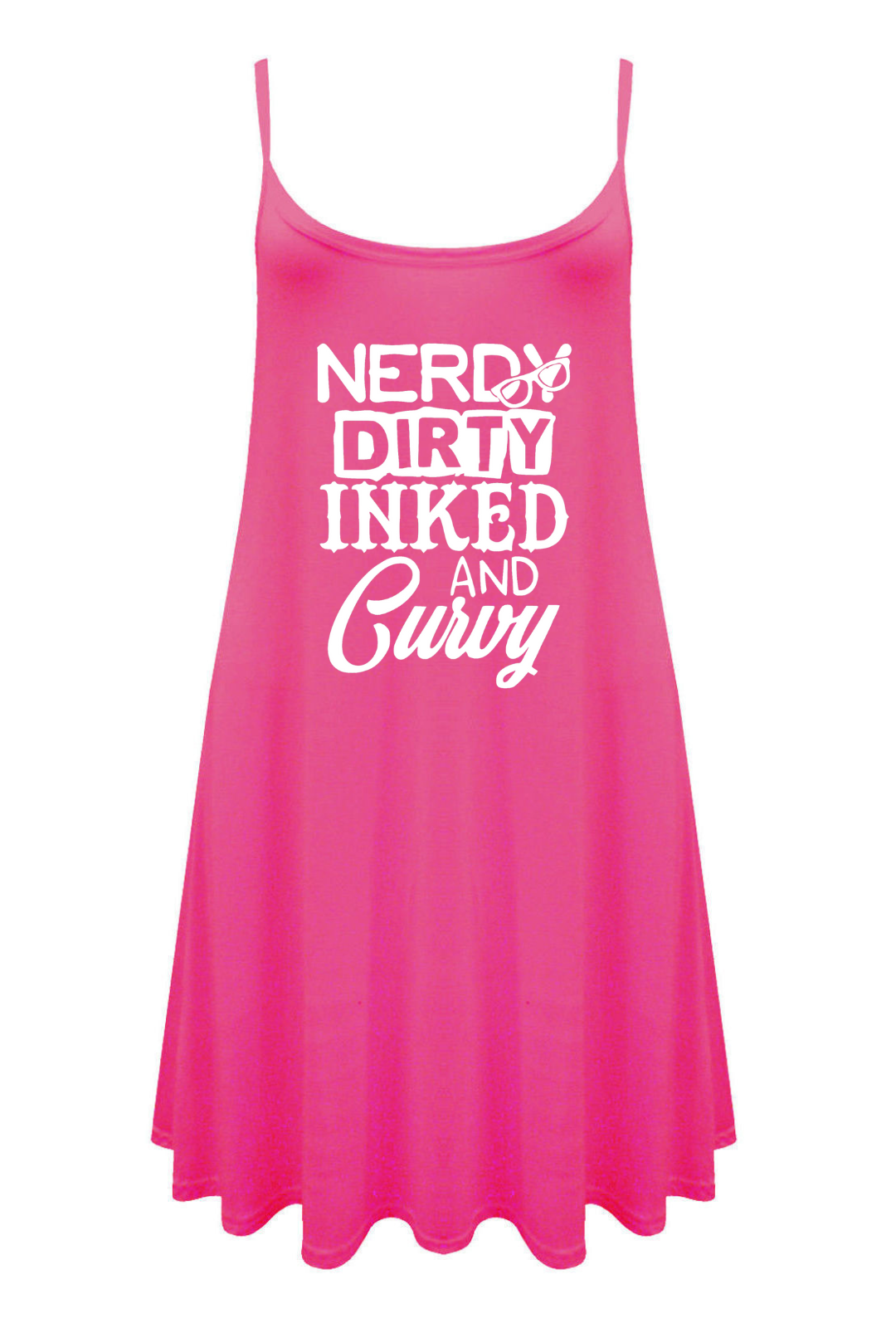 Hot Pink "Nerdy, Dirty" Printed Longline Camisole