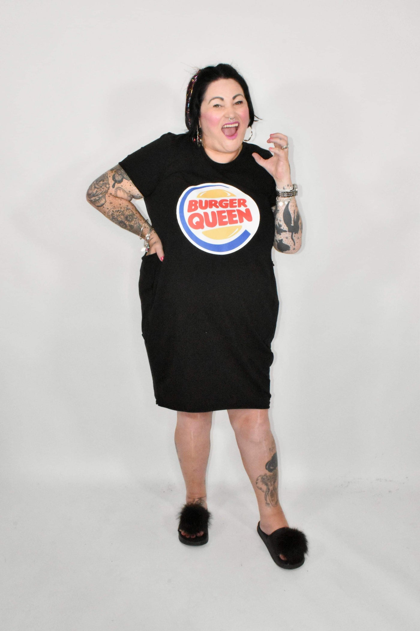 Black "Burger Queen" T-shirt Dress