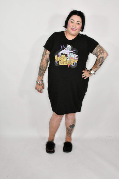 Black "What's Up Witches" T-shirt Dress