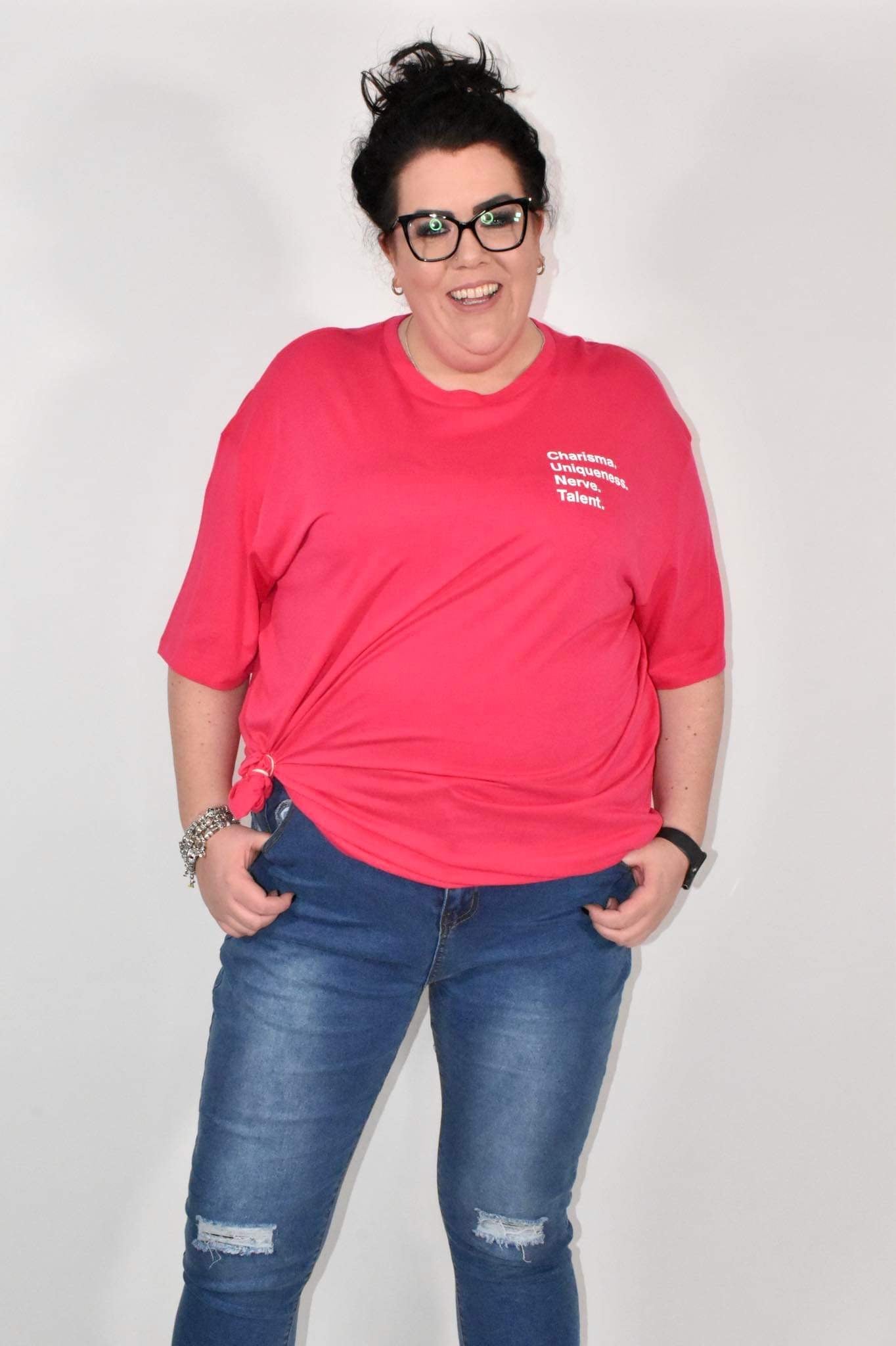 Hot Pink "Charisma" Unisex Slogan T-Shirt