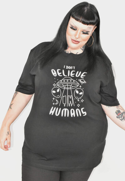 Black "I Don't Believe In Humans" Unisex Slogan T-Shirt