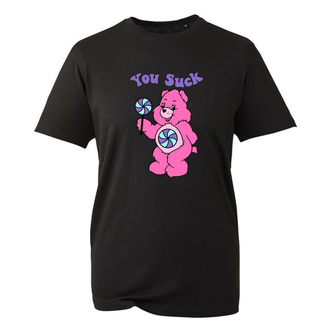 Black "You Suck" Bear Unisex Organic T-Shirt