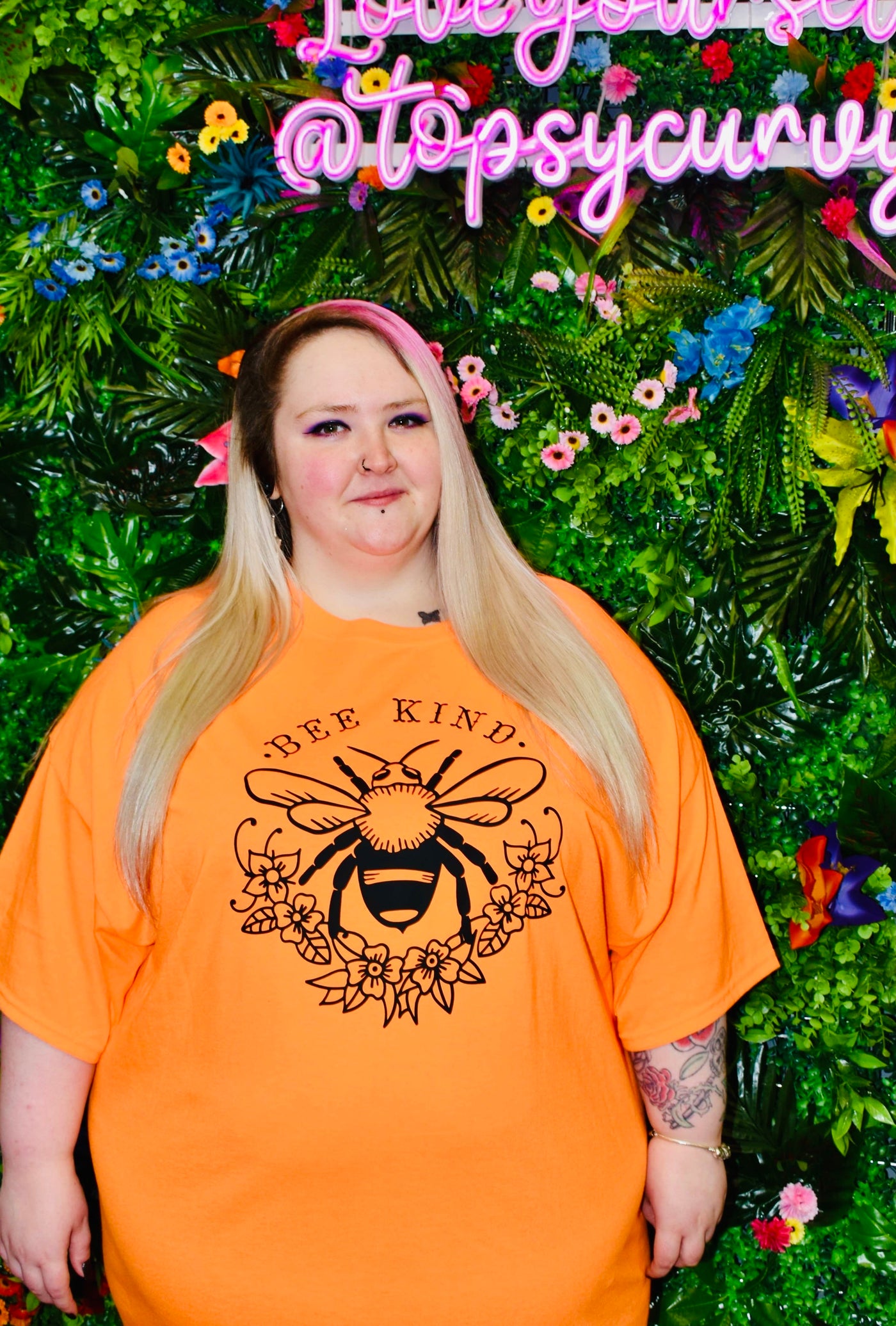 Orange "Bee Kind" Unisex Slogan T-Shirt