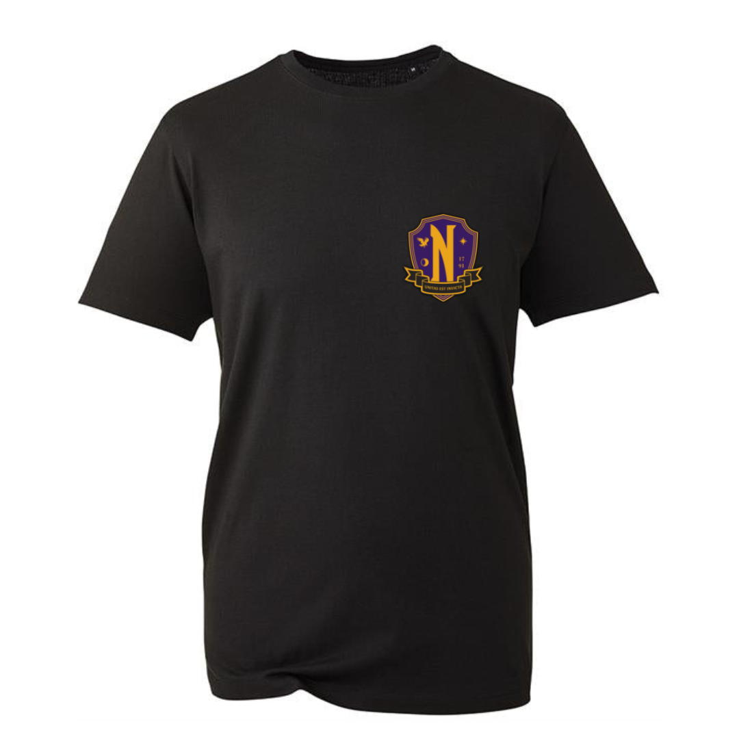 Black "Nevermore Academy" Pocket Unisex Organic T-Shirt