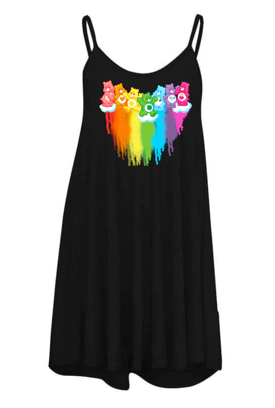 Black Rainbow Bears Printed Longline Camisole