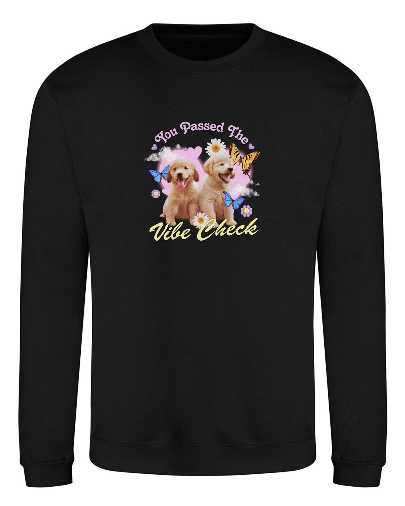 Black "Vibe Check" Puppies Unisex Sweatshirt