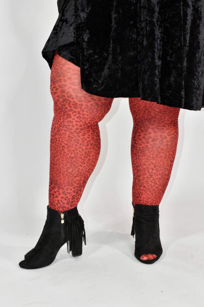 Better Tights Deep Red Leopard Tights