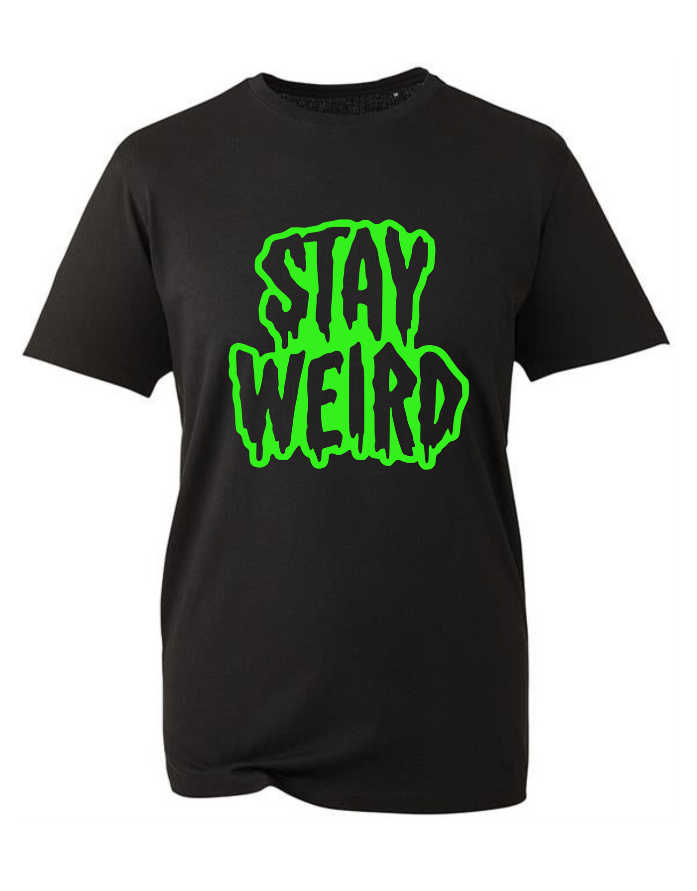 Black “Stay Weird” Unisex Organic T-Shirt