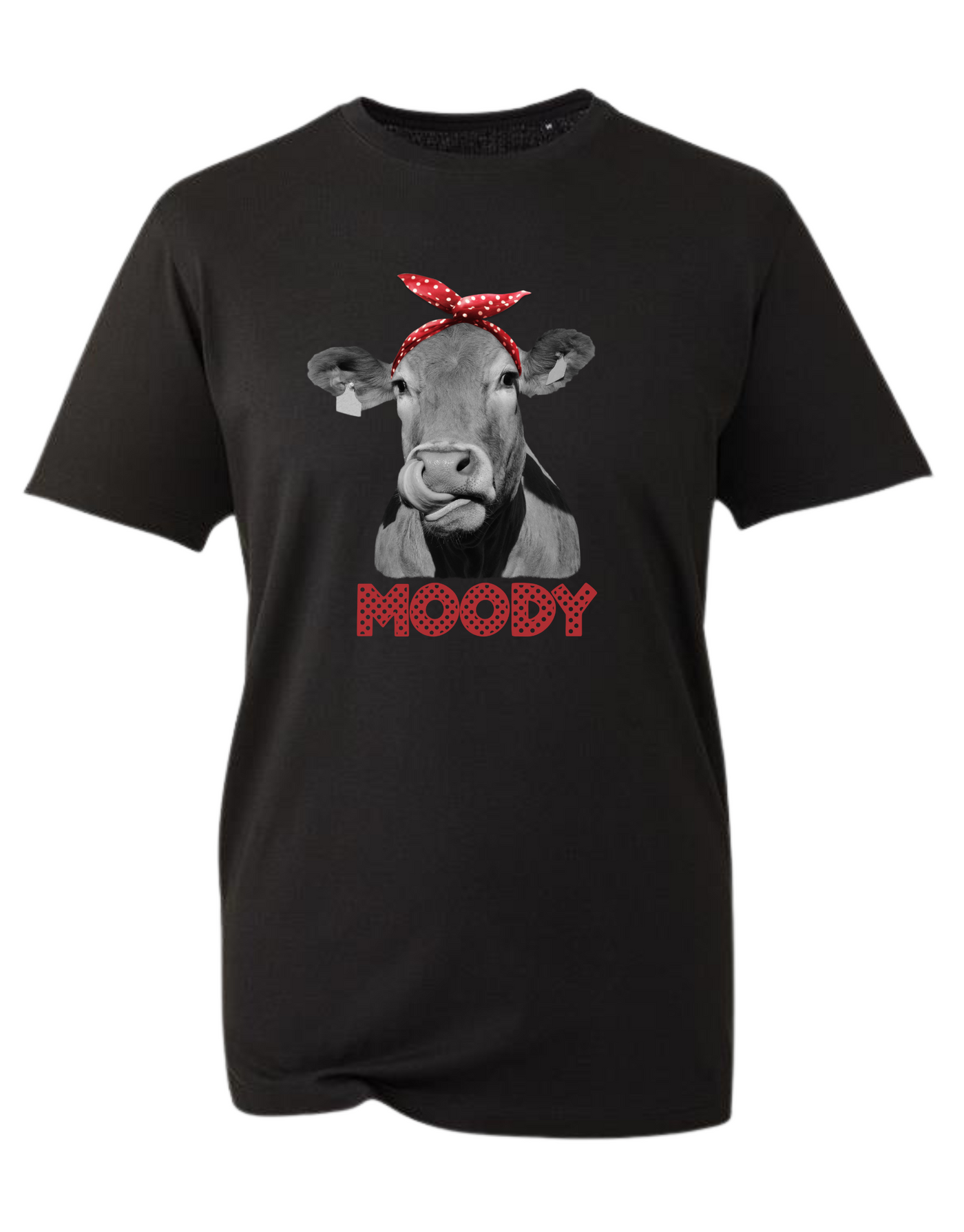 Black "Moody" Cow Unisex Organic T-Shirt