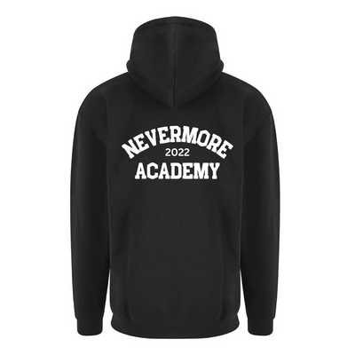 Black "Nevermore" Student Front & Back Print Longline Unisex Hoodie
