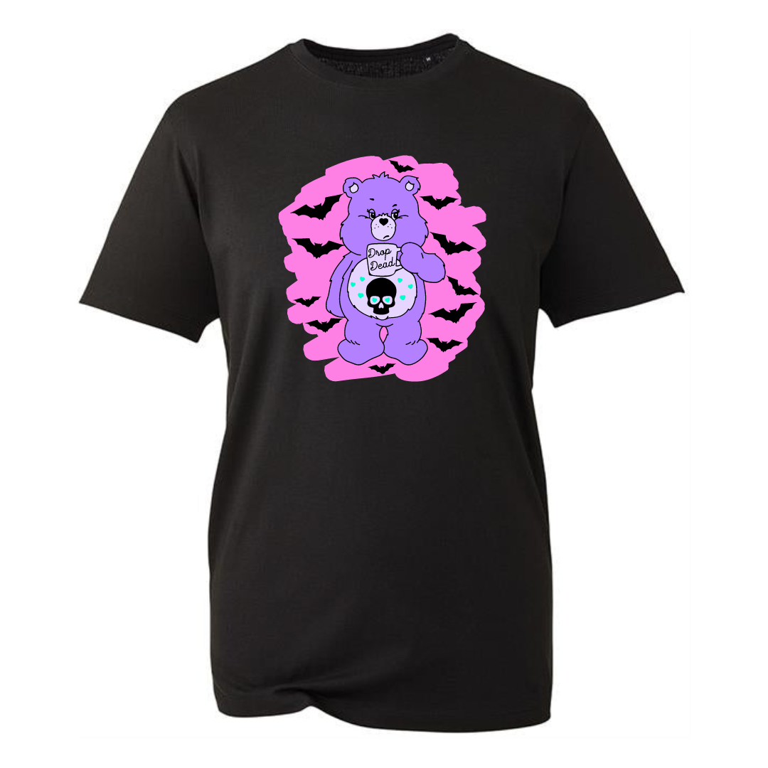 Black "Drop Dead" Bear Unisex Organic T-Shirt