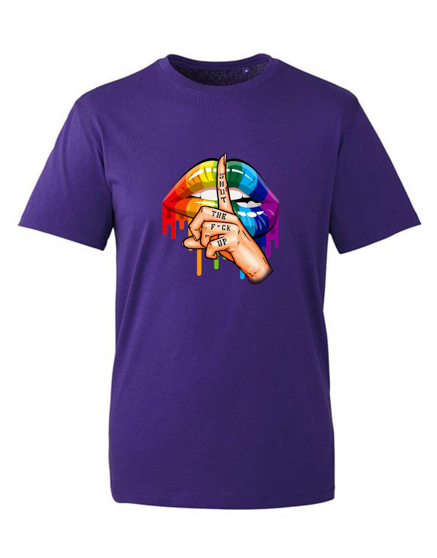 Purple "Shut Up" Lips Unisex Organic T-Shirt