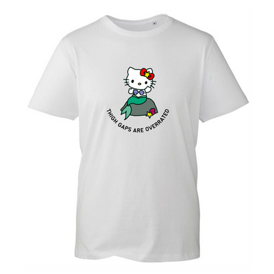 “Thigh Gaps Are Overrated” Kitty Unisex Organic T-Shirt