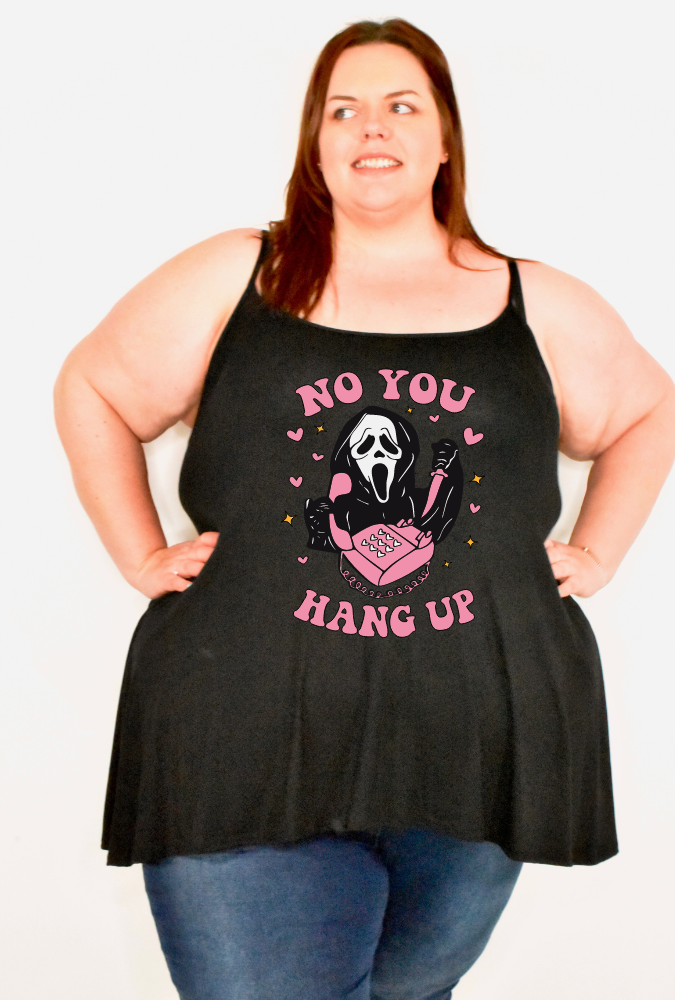 Black "You Hang Up" Printed Longline Camisole