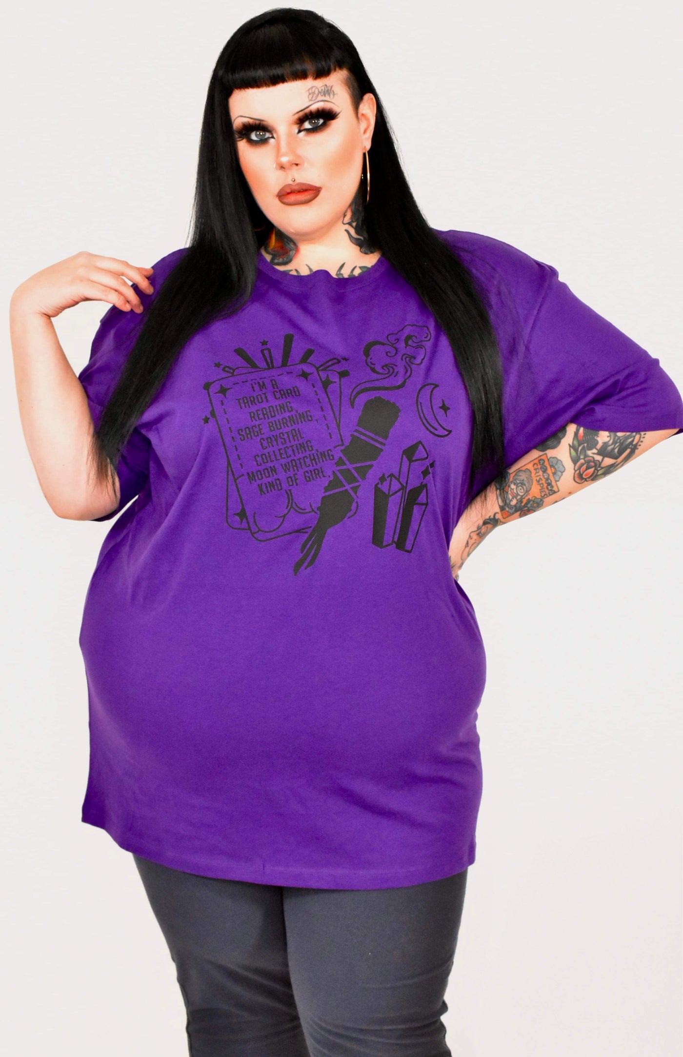 Purple "Tarot Card Girl" Unisex Slogan T-Shirt