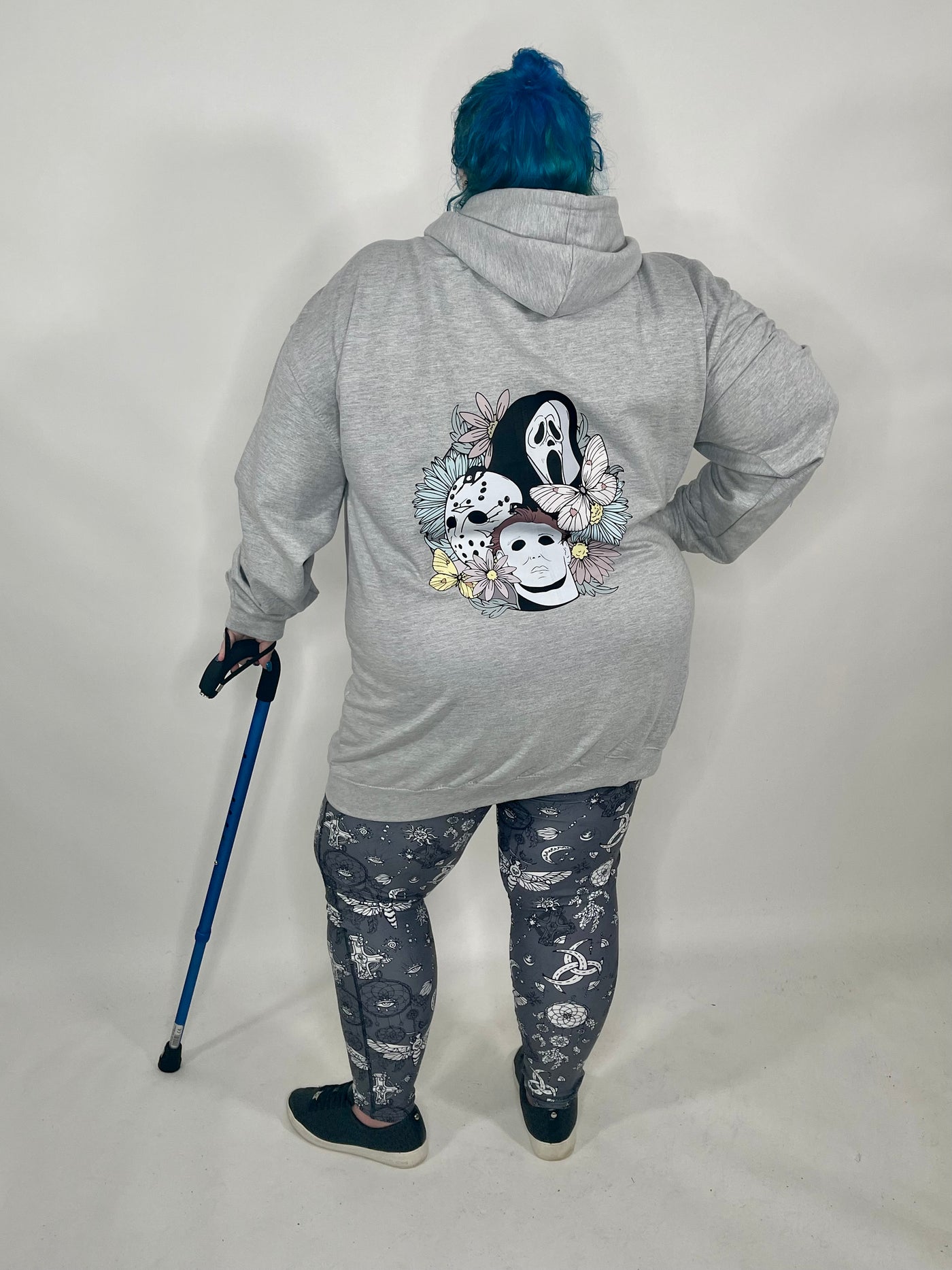 Light Grey Freaky Floral Front & Back Printed Unisex Zoodie