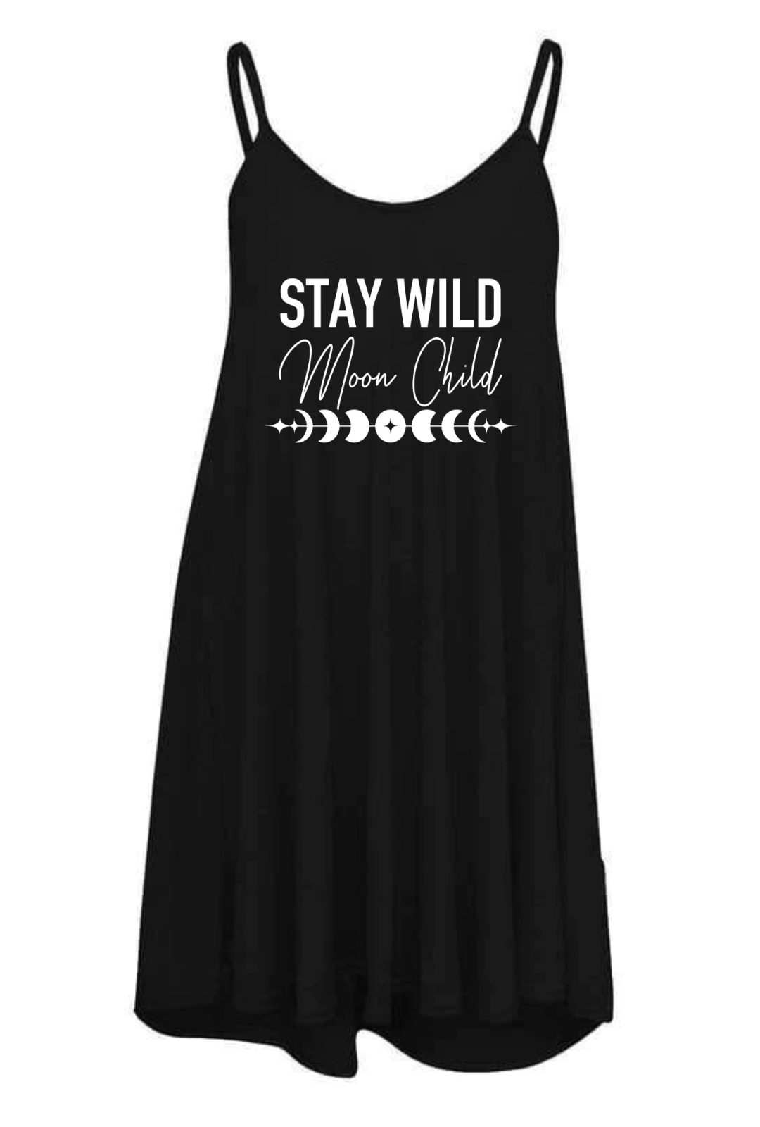 Black "Stay Wild" Printed Longline Camisole