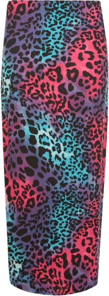 Bright Leopard Print Midi Skirt - Topsy Curvy Ltd