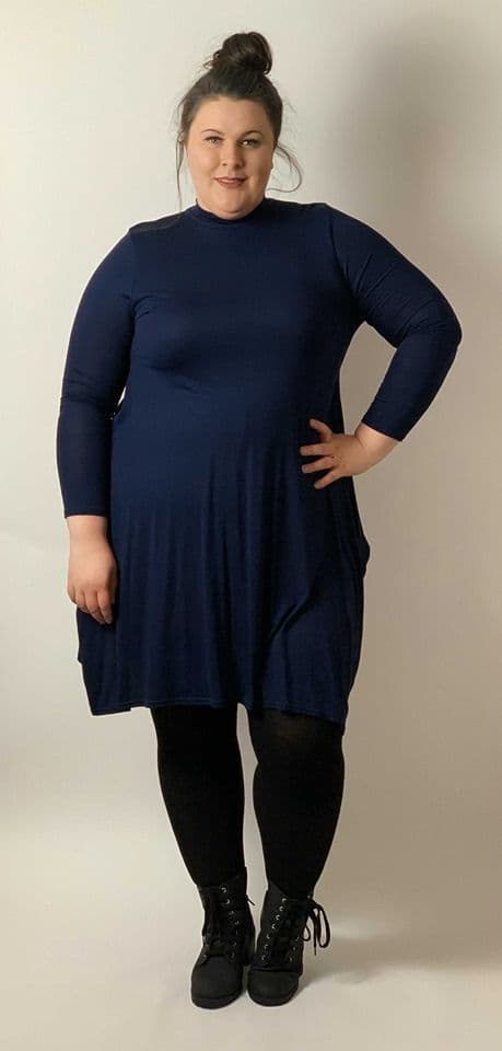 Navy Turtle Neck Slouch Dress