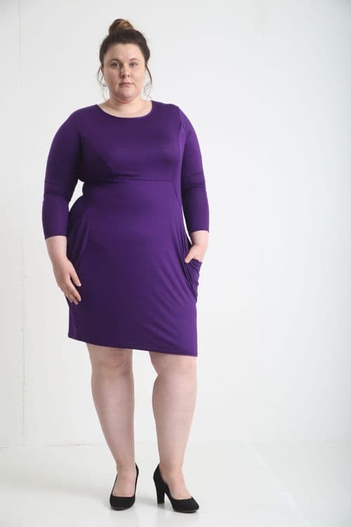 Purple Pocket Slouch Midi Dress