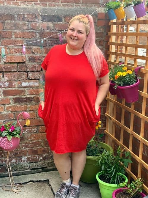 Red Slouch T-Shirt Dress