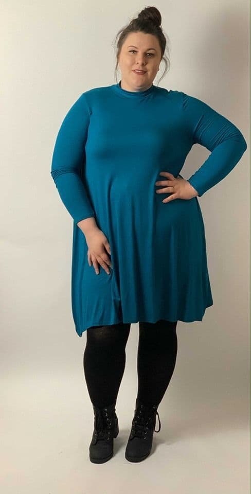 Teal Turtle Neck Slouch Dress
